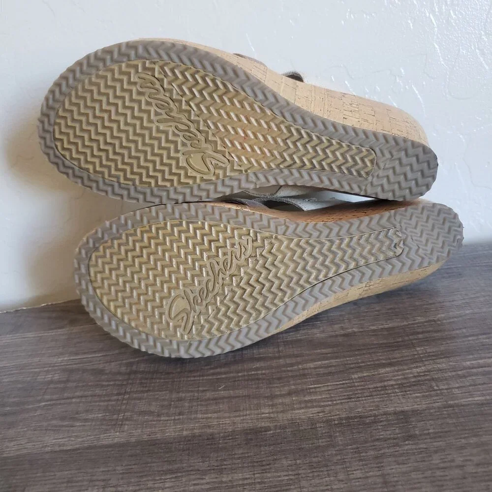 Skechers Beverlee Sail Away Slip-On Canvas Wedge Sandals Natural Size Women's 10